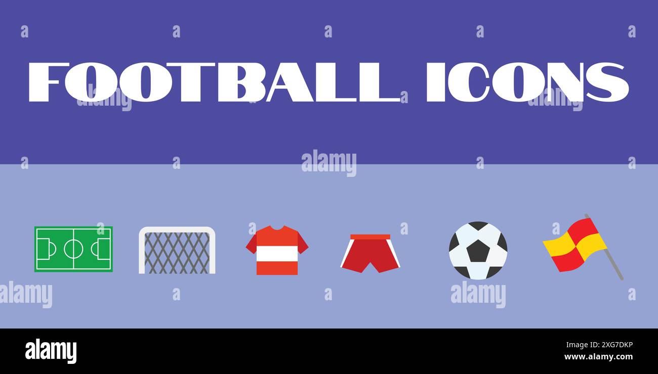Icônes de football définies. Vecteur d'icônes de football de football. illustrations des jeux d'icônes de sports de football Illustration de Vecteur
