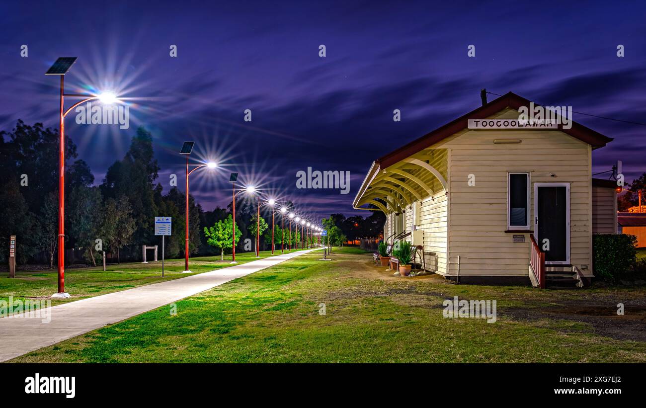 Toogoolawah, Queensland, Australie - bâtiment historique de la gare ferroviaire le long de la Brisbane Valley Rail Trail Banque D'Images