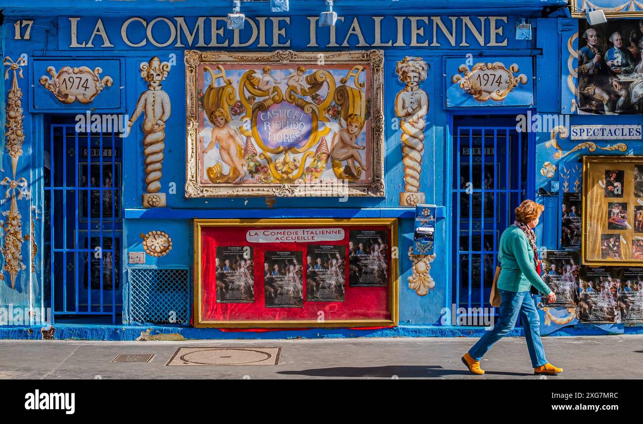 FRANCE. PARIS (75) (14E ARRONDISSEMENT) DANS LE QUARTIER MONTPARNASSE, LA COMÉDIE ITALIENNE, RUE GAITE, EST LE SEUL THÉÂTRE ITALIEN DE FRANCE. Banque D'Images