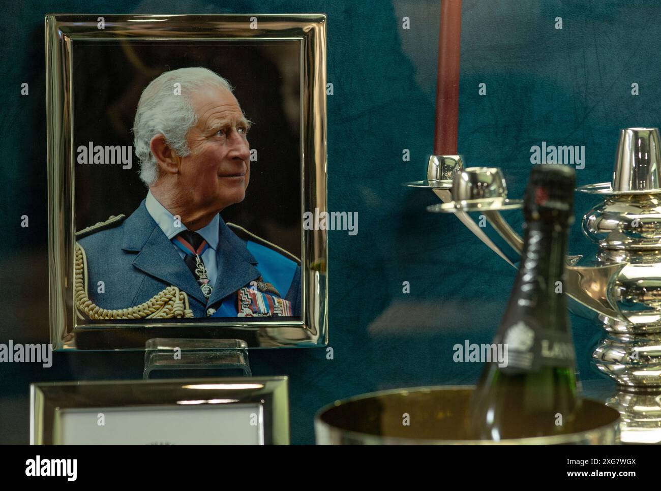 Londres Silver Vaults King Charles III cadre photo à HE Chancery Lane , Londres , Royaume-Uni. Banque D'Images