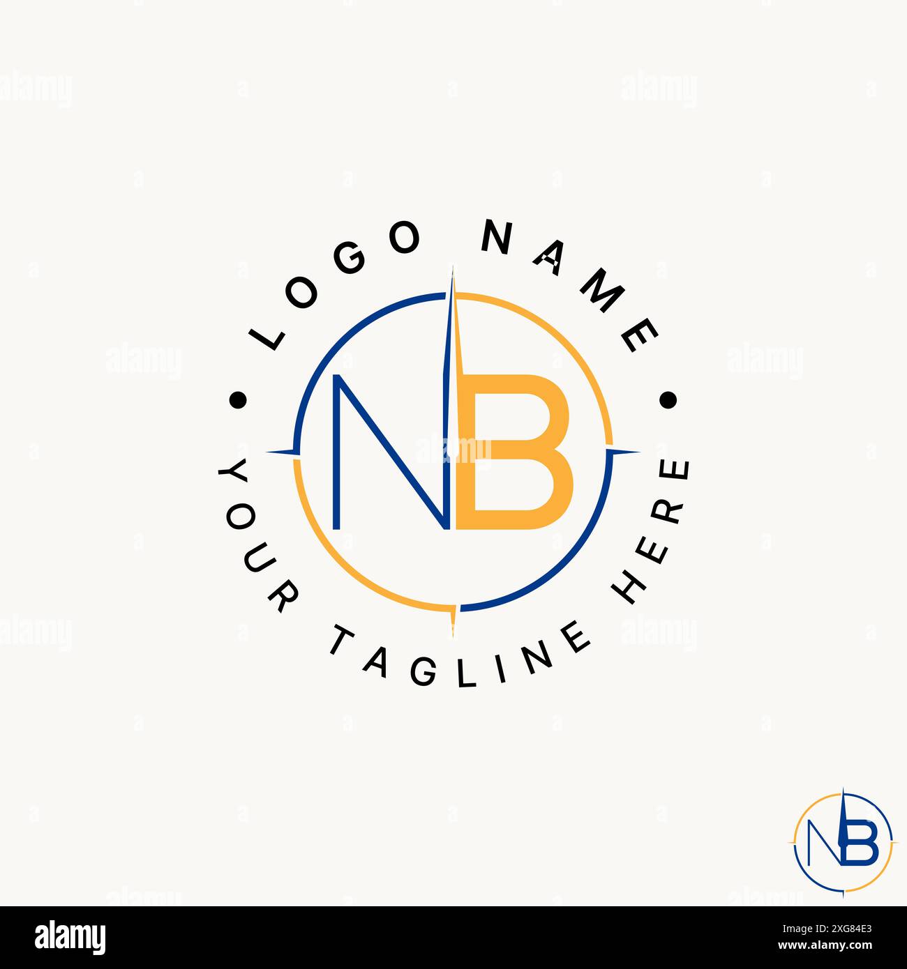 Logo design concept graphique créatif premium vector stock initial NB sans serif font cut Connect Compass Square line. Lié à la typographie monogramme Illustration de Vecteur