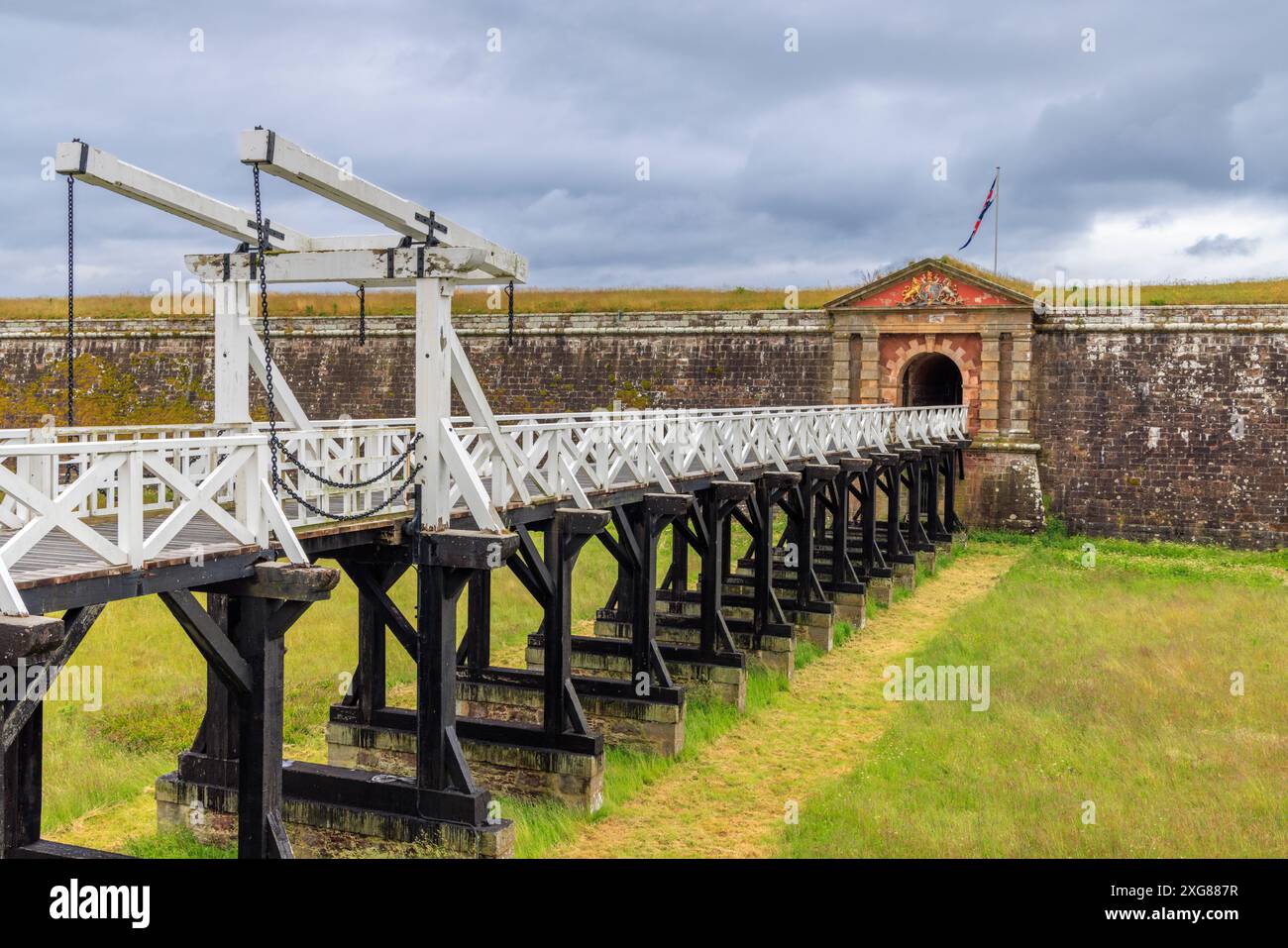 L'entrée du pont-levis à Fort George, Highland, Écosse Banque D'Images