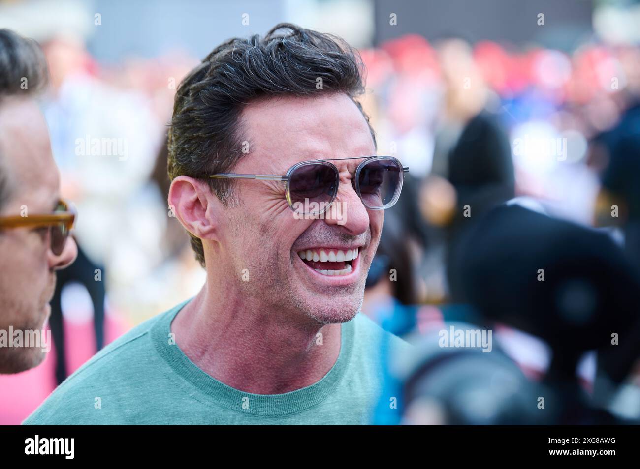 Berlin, Allemagne. 07 juillet 2024. L'acteur Hugh Jackman vient à l'Uber Arena pour la sortie du film Deadpool et Wolverine. Crédit : Annette Riedl/dpa/Alamy Live News Banque D'Images