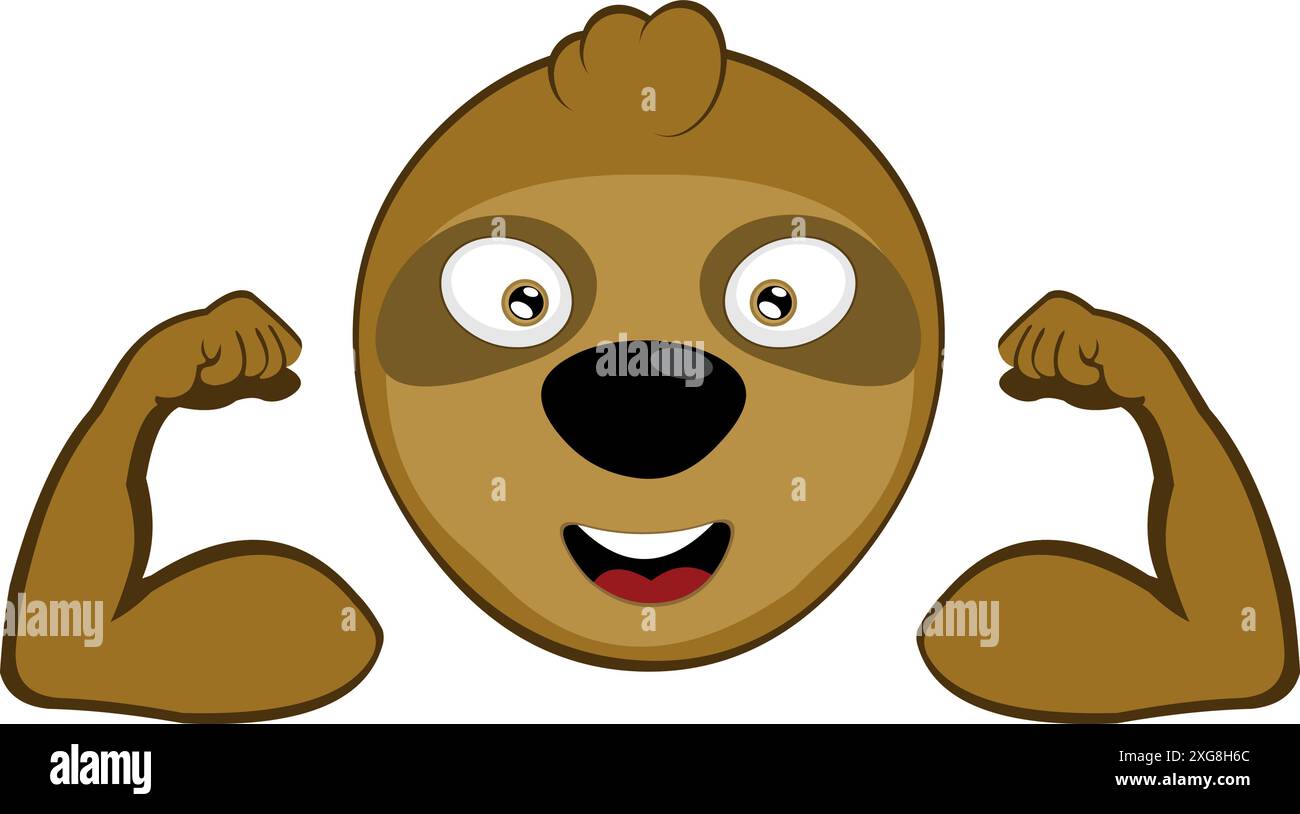 illustration vectorielle visage ours ours paresseux personnage animal dessin animé, montrant les biceps des bras Illustration de Vecteur