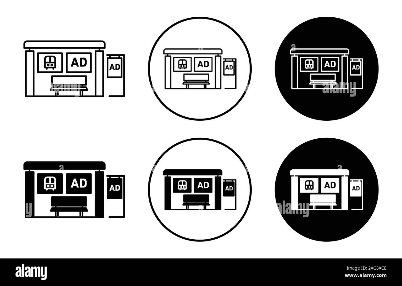 Ensemble de logo vectoriel d'icône d'arrêt de bus pour l'interface utilisateur de l'application Web Illustration de Vecteur