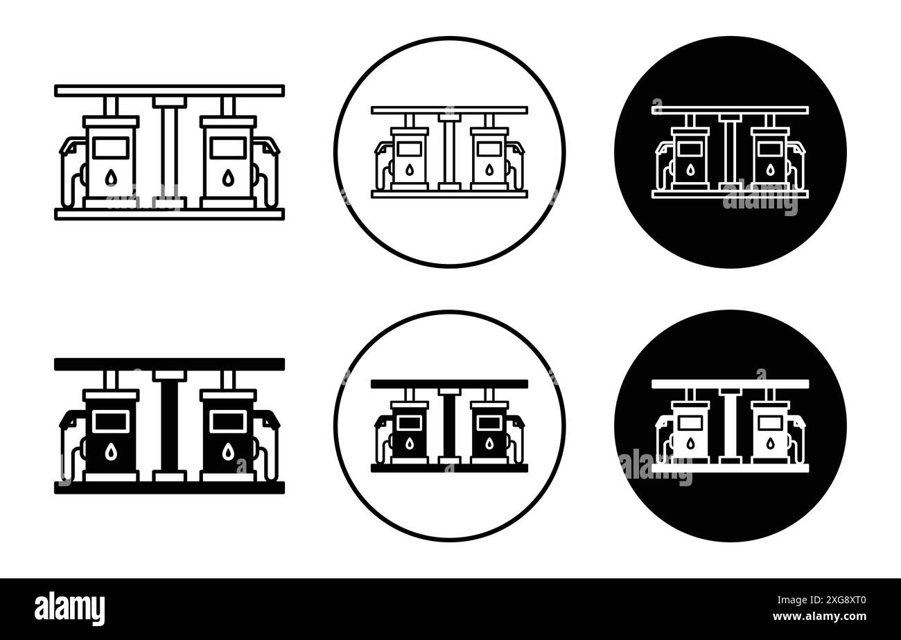 Collection de jeu de logo de vecteur d'icône de station-service pour l'interface utilisateur d'application Web Illustration de Vecteur