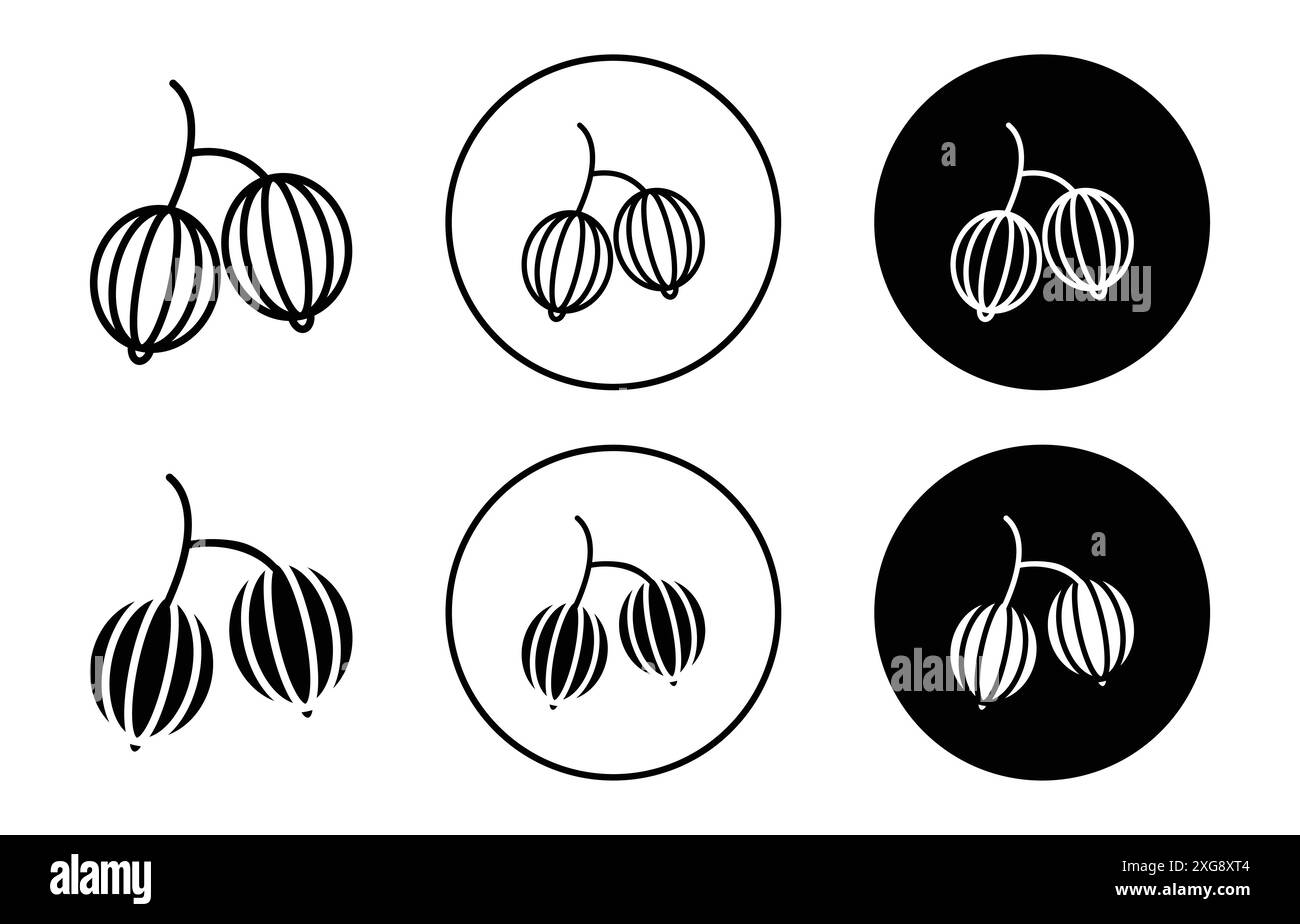 Collection de jeu de logo vectoriel d'icône de groseille pour l'interface utilisateur de l'application Web Illustration de Vecteur