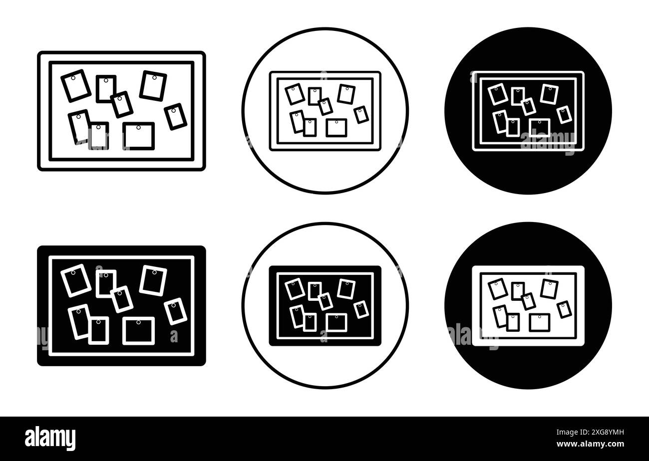 Tableau d'affichage avec collection de logo vectoriel d'icône de notes pour l'interface utilisateur de l'application Web Illustration de Vecteur