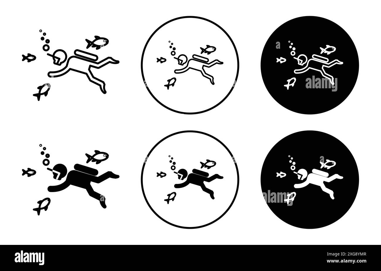 Collection de logo vectoriel Scuba Diver Icon pour l'interface utilisateur de l'application Web Illustration de Vecteur