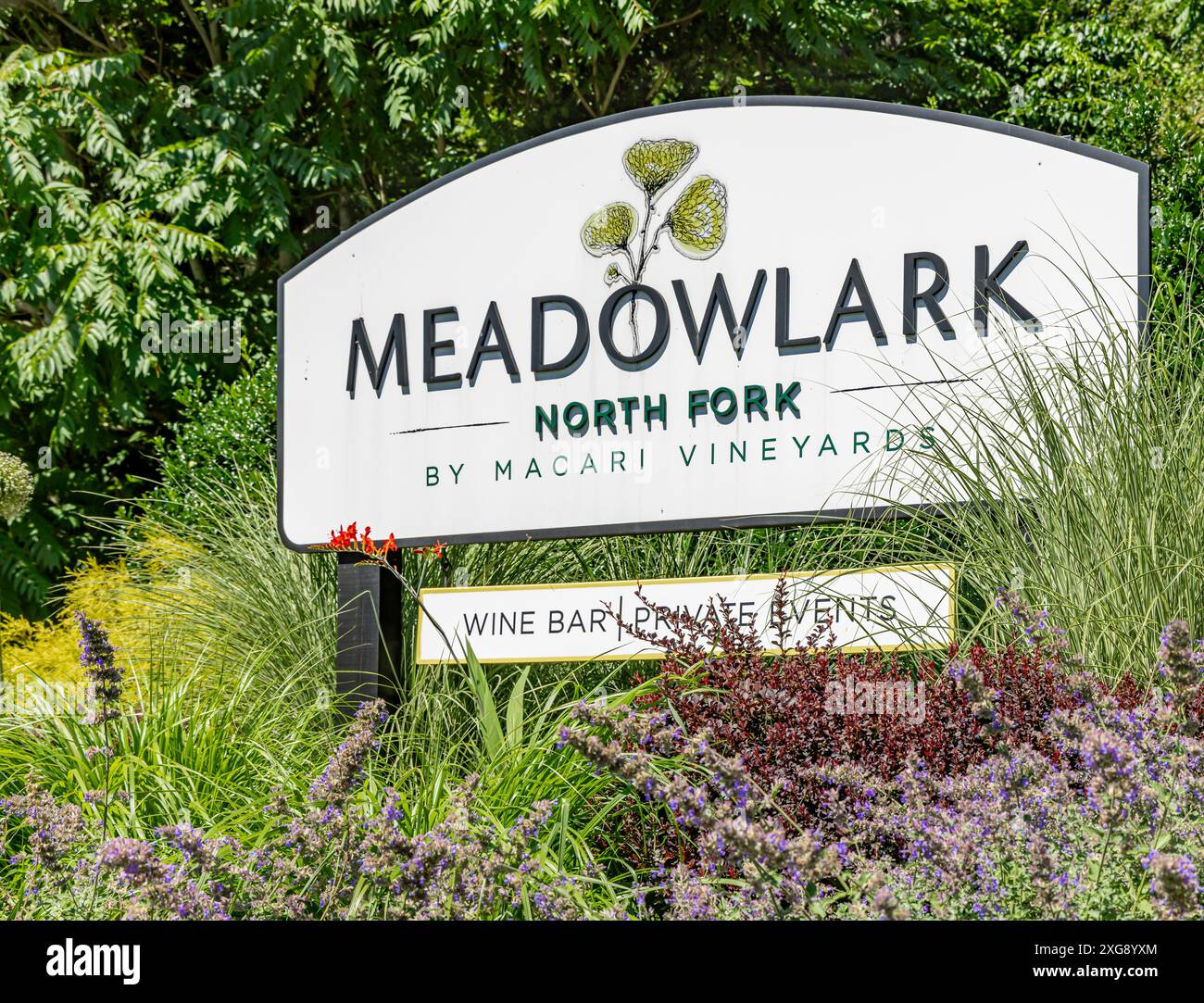 panneau pour le vignoble meadowlark north fork Banque D'Images