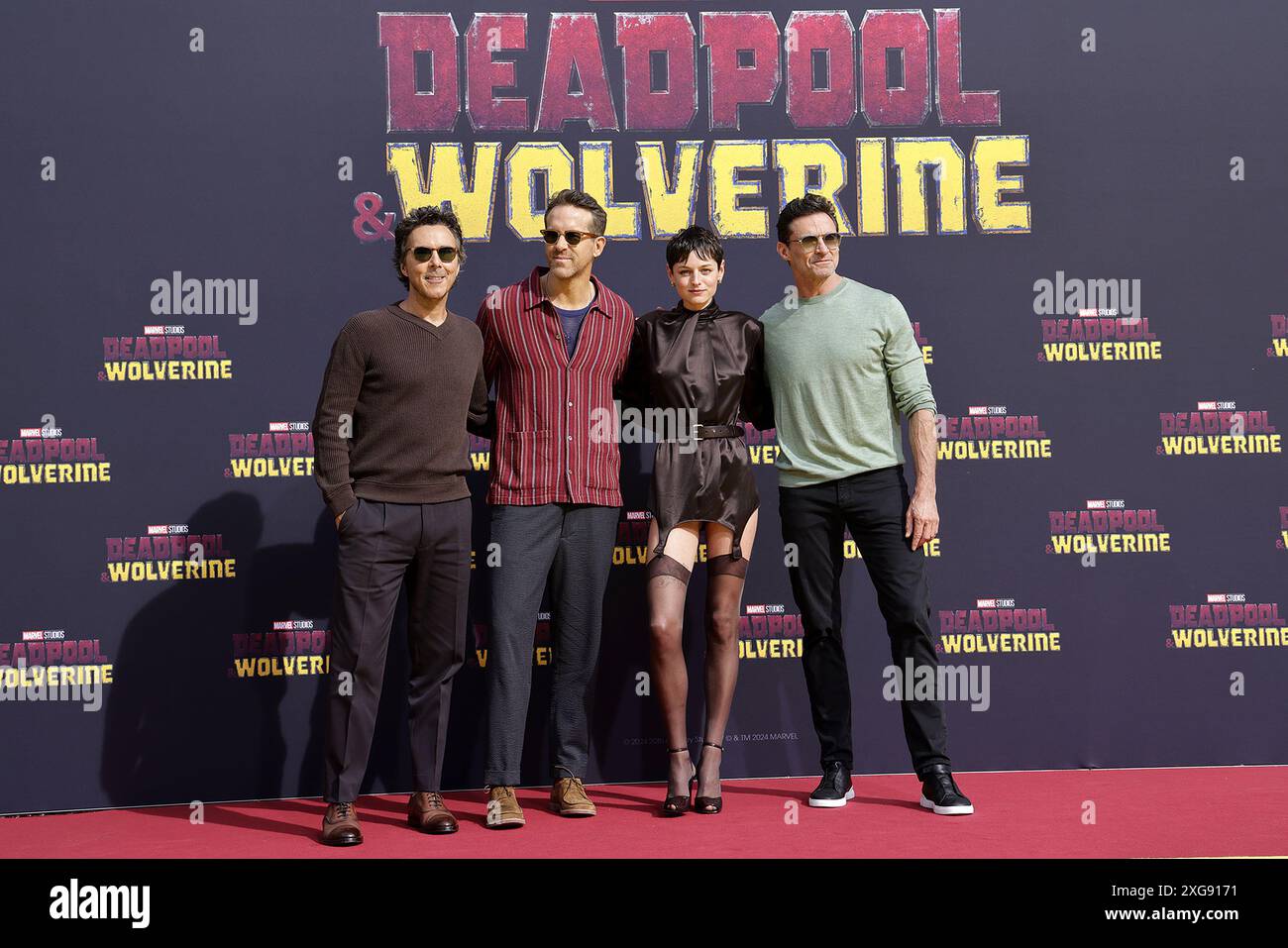 Shawn Levy, Ryan Reynolds, Emma Corrin und Hugh Jackman BEI der „Deadpool & Wolverine“ première du film AM 7.07.2024 à Berlin Banque D'Images