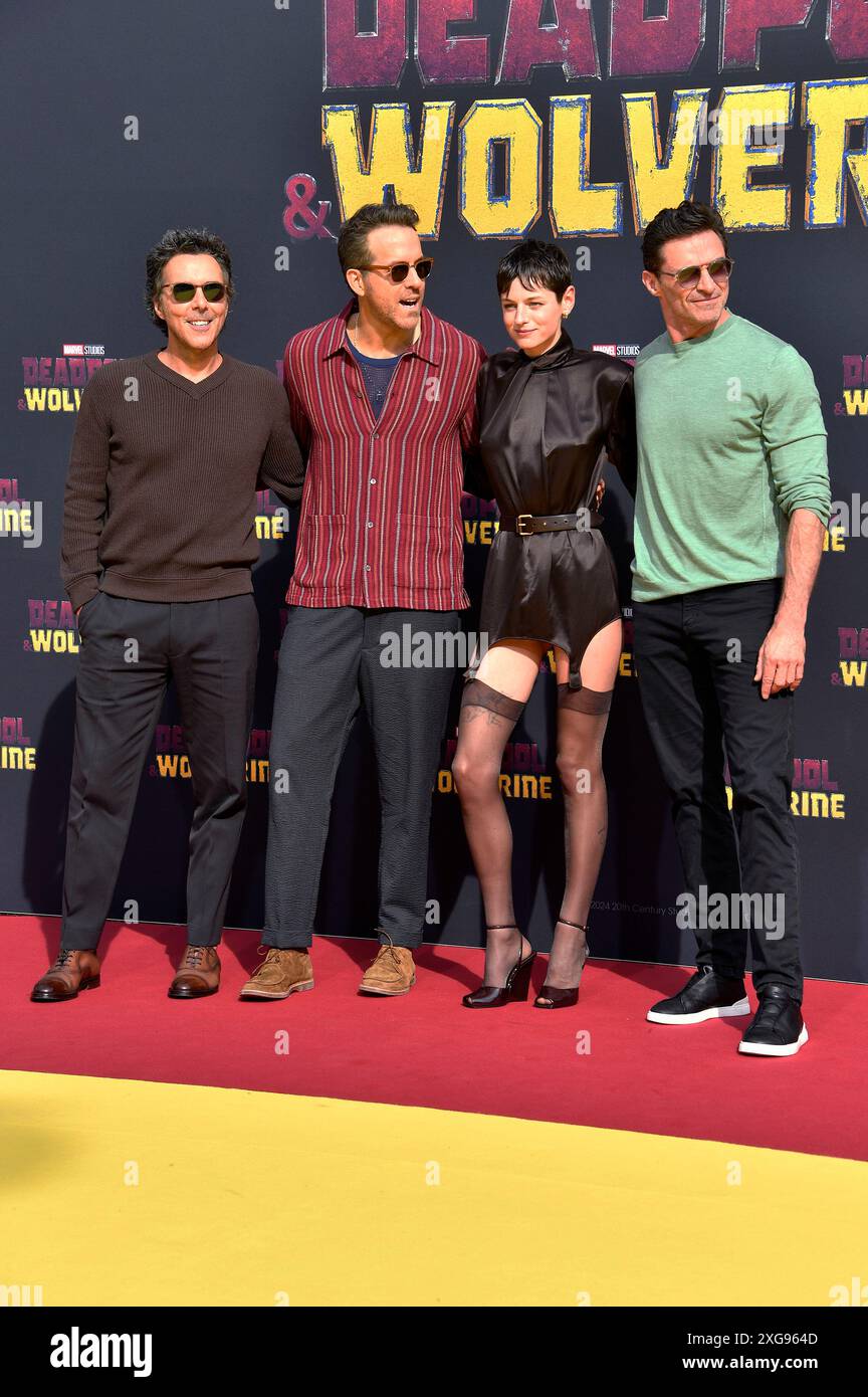 Shawn Levy, Ryan Reynolds, Emma Corrin und Hugh Jackman beim Fan-screening des Kinofilms 'Deadpool & Wolverine' im UCI luxe am Uber Platz. Berlin, 07.07.2024 Banque D'Images