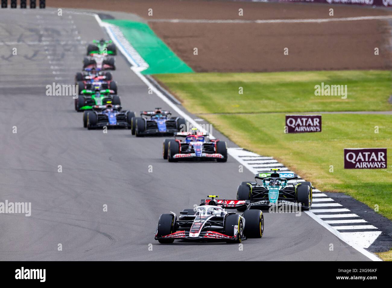 Silverstone, Royaume-Uni. 07 juillet 2024. Nico Hulkenberg (GER) - MoneyGram Haas F1 Team - Haas VF-24 - Ferrari pendant la course le jour 4, dimanche 7 juillet 2024 du Grand prix de formule 1 qatar Airways british 2024, prévu sur le circuit de silverstone du 5 au 7 juillet 2024 crédit: Alessio de Marco/Alamy Live News Banque D'Images