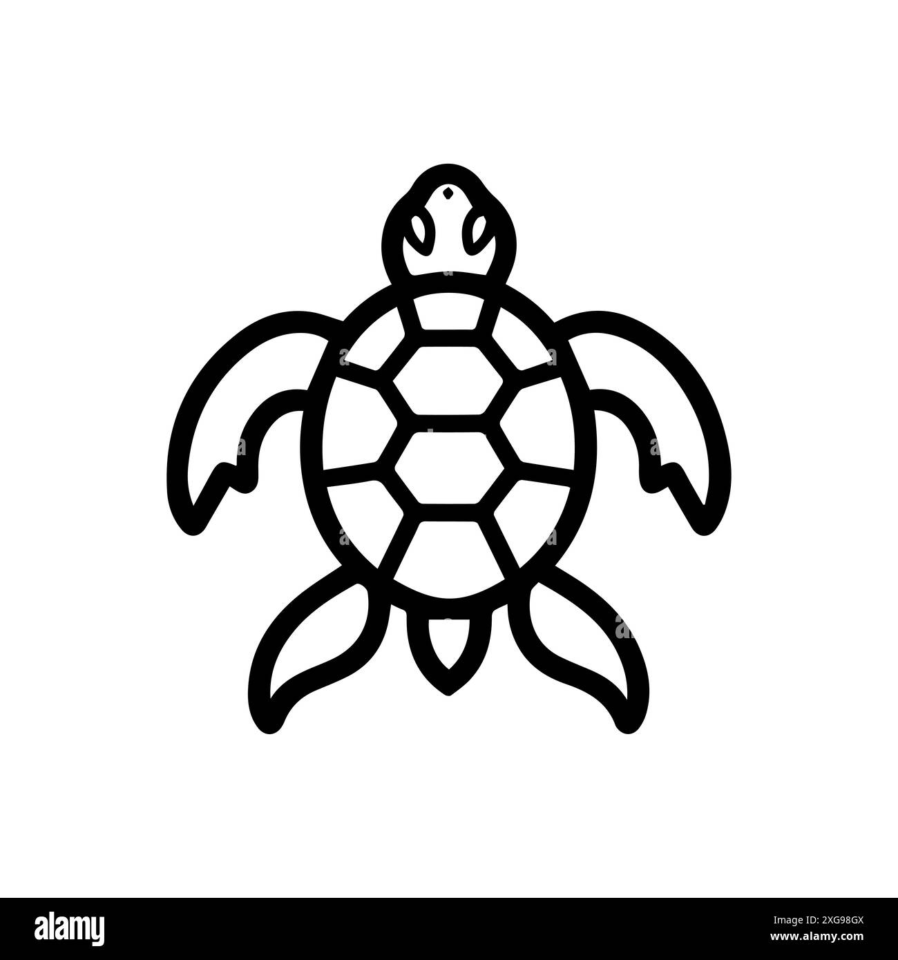 Icône de tortue ou symbole de ligne moderne. Dessin au trait vectoriel et conception d'icône avec contour audacieux. Noir et blanc Pixel Perfect symbole minimaliste blanc isolé Illustration de Vecteur
