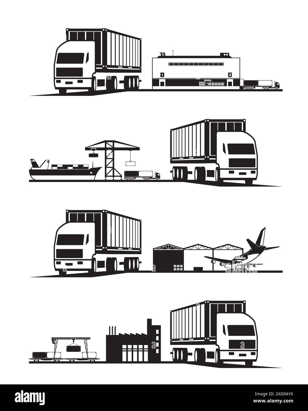 Transport du conteneur de cargaison du camion tracteur – illustration vectorielle Illustration de Vecteur