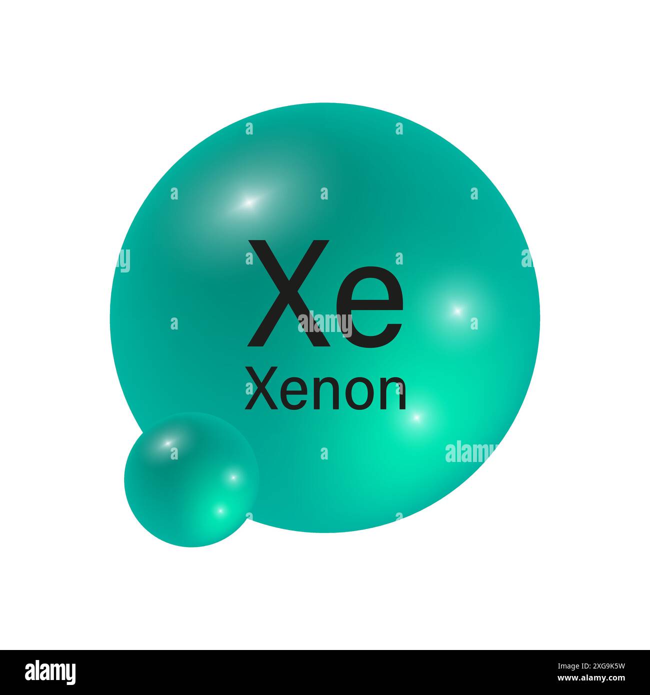 Icône d'élément au xénon. Sphère sarcelle brillante. Symbole chimique XE. Illustration vectorielle. Illustration de Vecteur