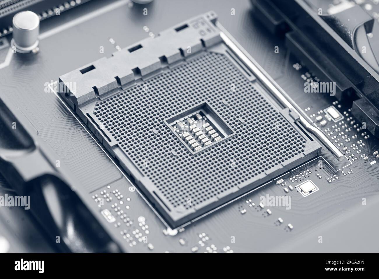 Socket de processeur sur la carte mère. Technologie informatique moderne Banque D'Images