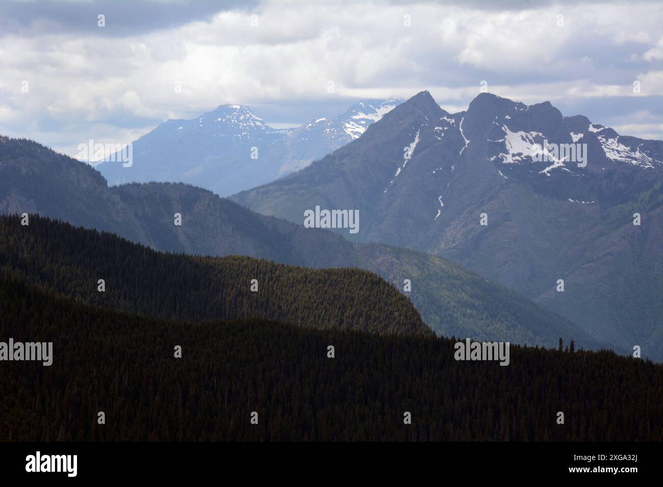 Les sommets et les crêtes de la chaîne Hozameen dans les montagnes des Cascades du Nord du Canada, parc provincial E.C. Manning, Colombie-Britannique, Canada. Banque D'Images