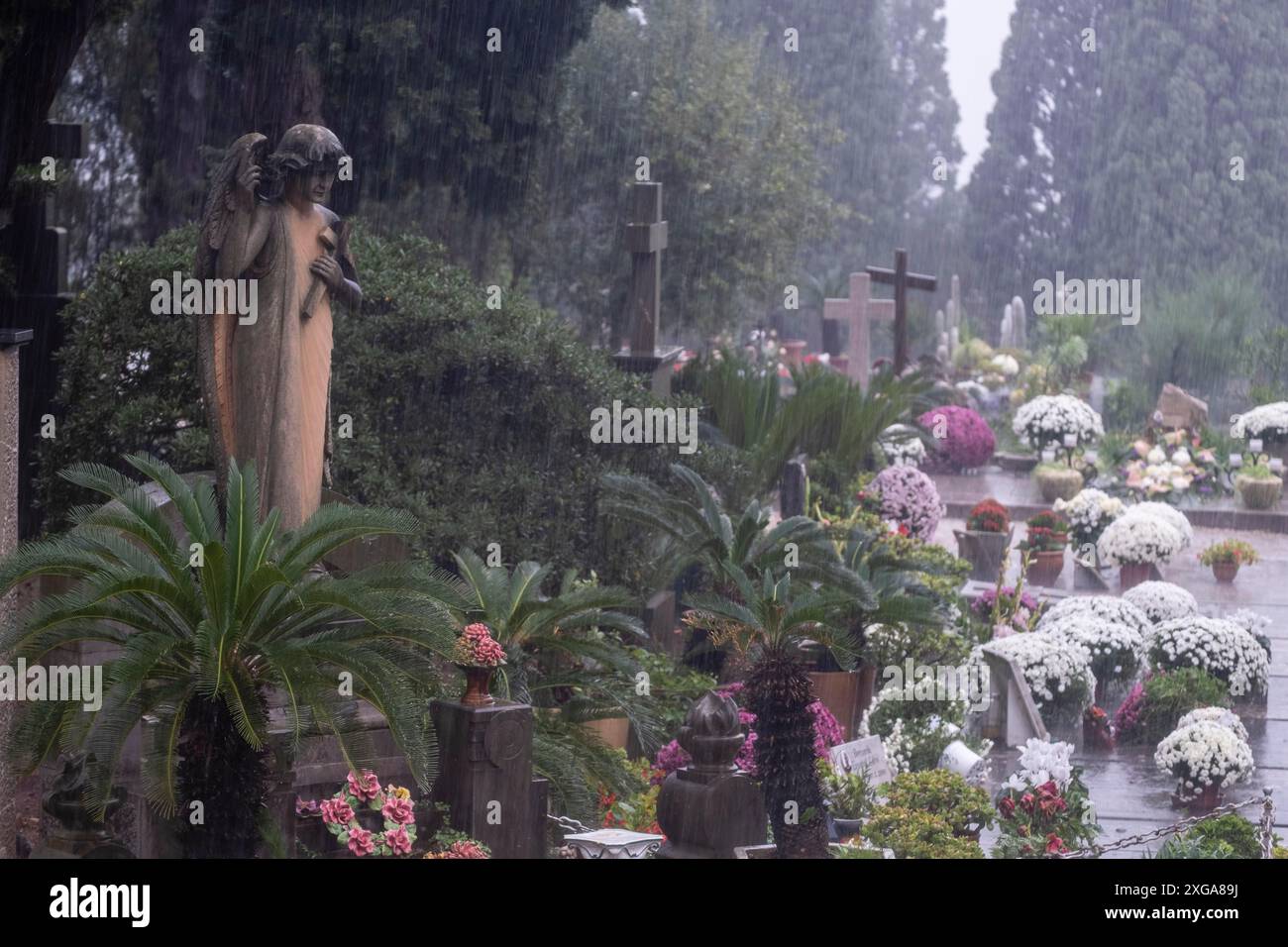 Ange de la tombe commémorative appartenant à la famille Ripoll Ballester, cimetière de Soller, Majorque, Îles Baléares, Espagne Banque D'Images