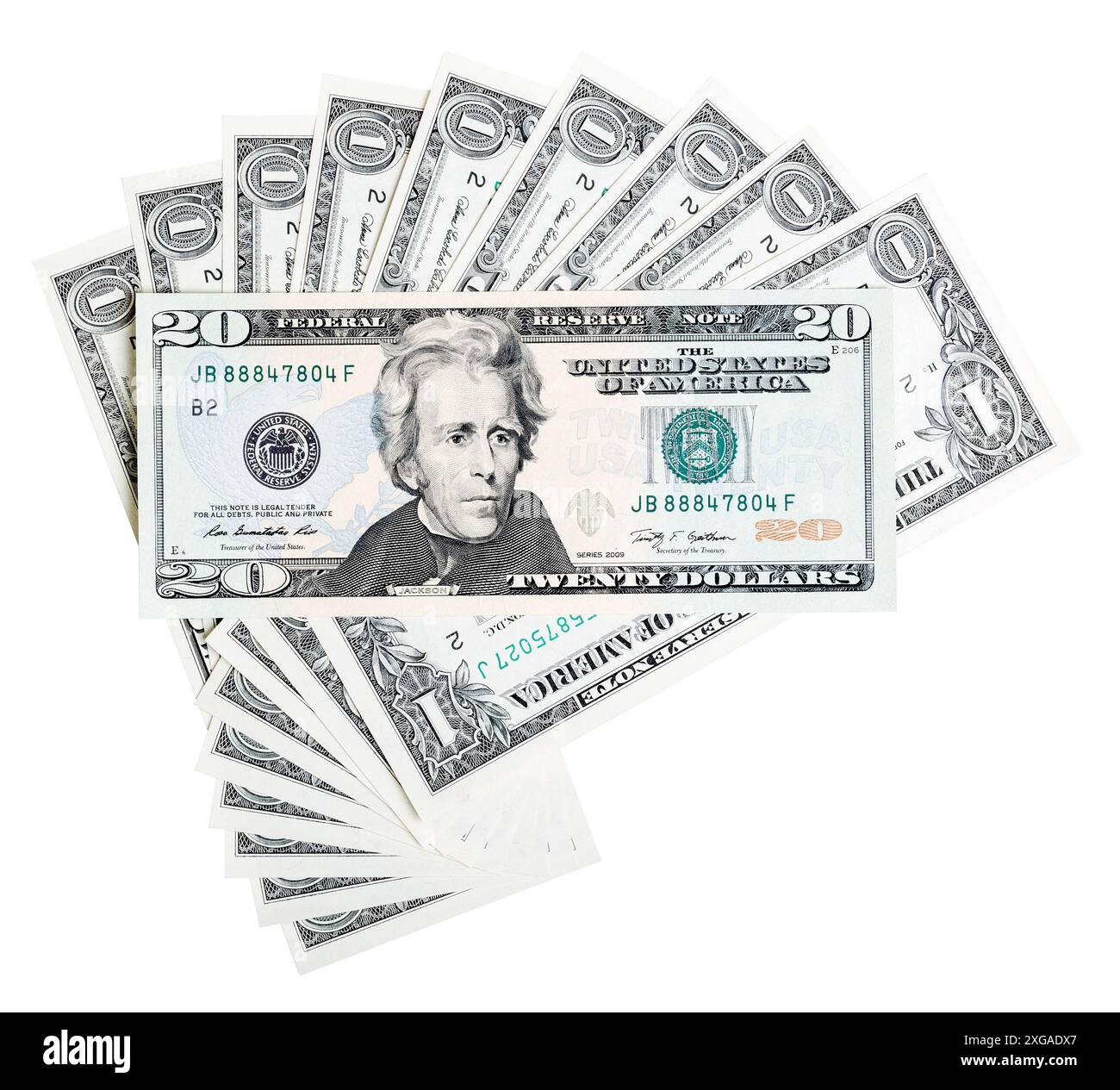 Composition abstraite de la monnaie américaine sur blanc. Banque D'Images Composition abstraite de la monnaie américaine sur blanc. Banque D'Images