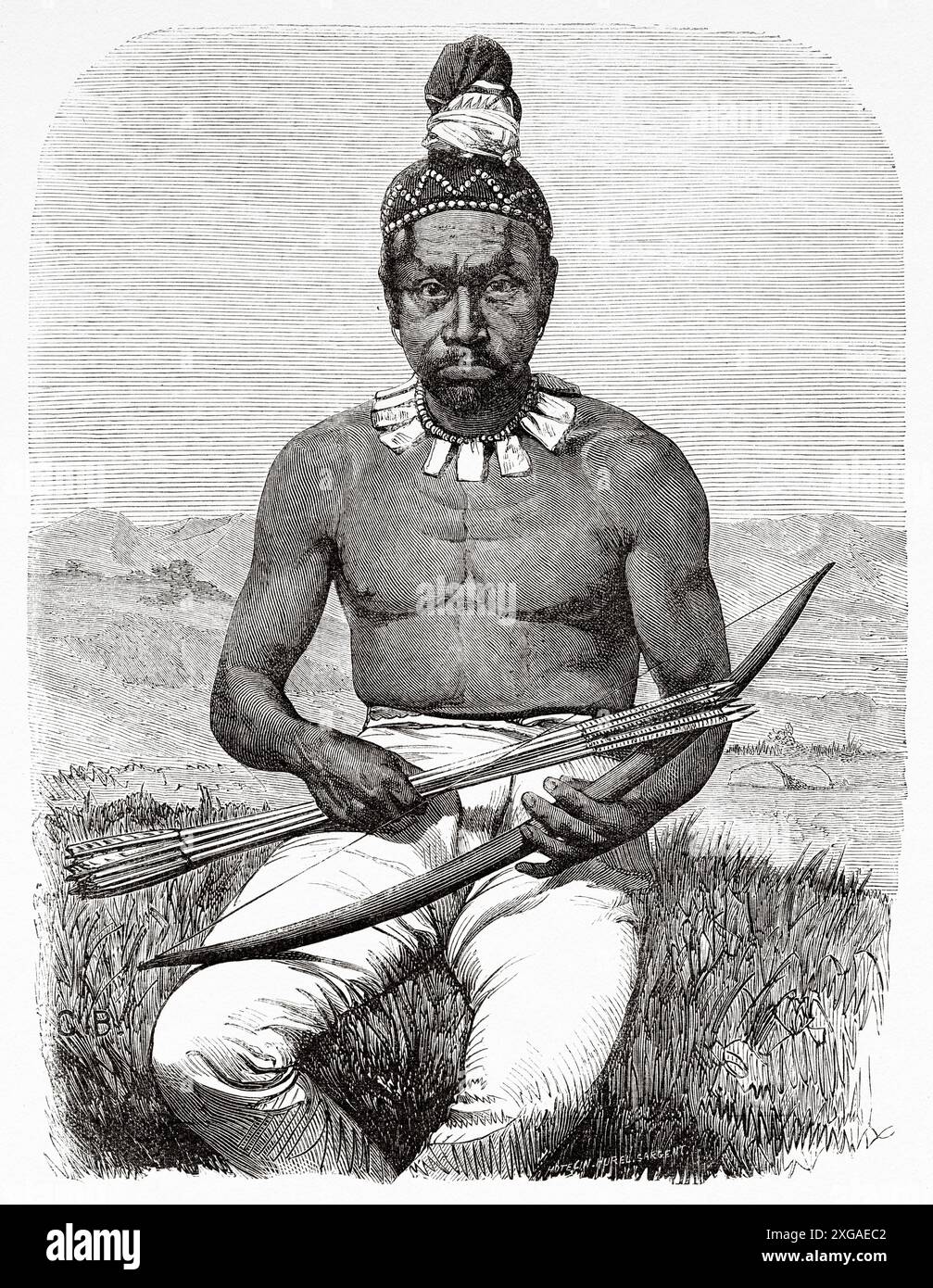 Originaire de San Francisco, Californie. Etats-Unis d'Amérique, dessin de Gustave Boulanger (1824-1888) voyage en Californie, 1859 de Louis Laurent Simonin (1830 - 1886) le Tour du monde 1862 Banque D'Images