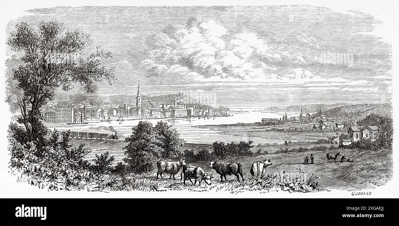 Vue de Kiel, Schleswig-Holstein, Allemagne, dessin de Jacques Guiaud (1811-1876) de voyage au Danemark, 1860 de Jean-Marie Dargaud (1800-1866) le Tour du monde 1862 Banque D'Images