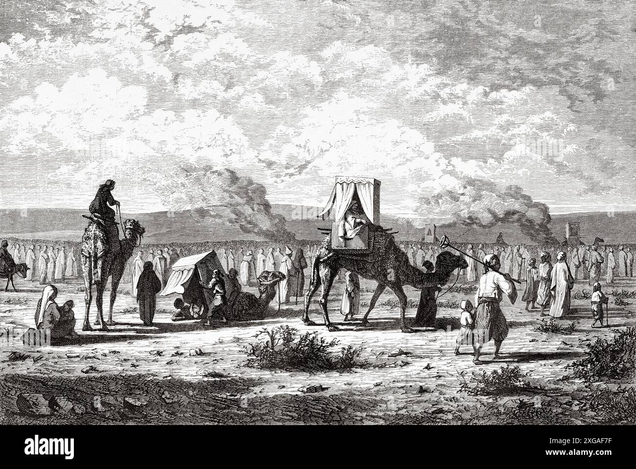 Caravane de pèlerins grecs en route pour Jérusalem. Moyen-Orient, cérémonies de la semaine Sainte à Jérusalem. Le Tour du monde 1862 Banque D'Images