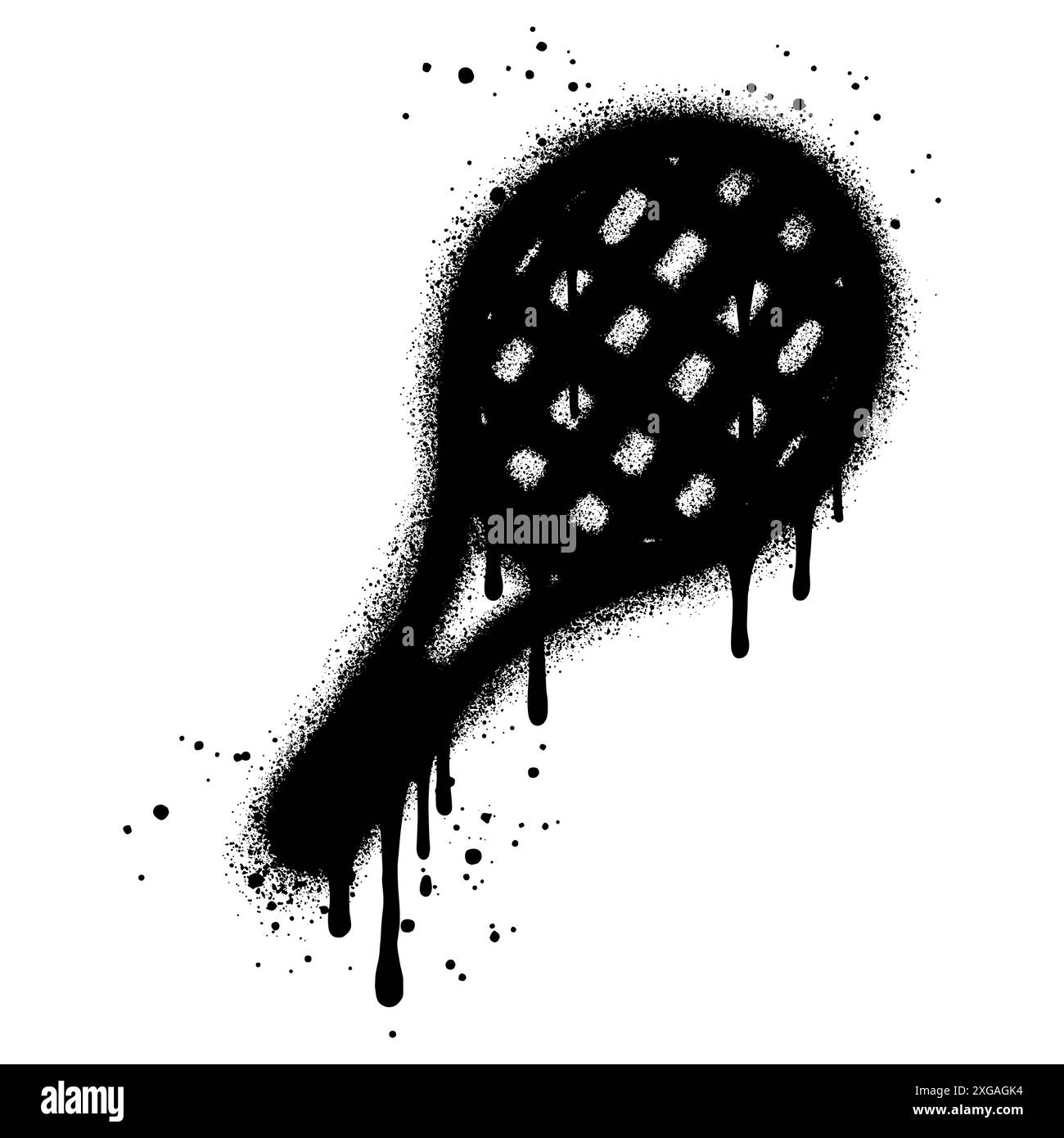 Icône de raquette de tennis Graffiti peint au pistolet isolé avec un fond blanc. Illustration de Vecteur