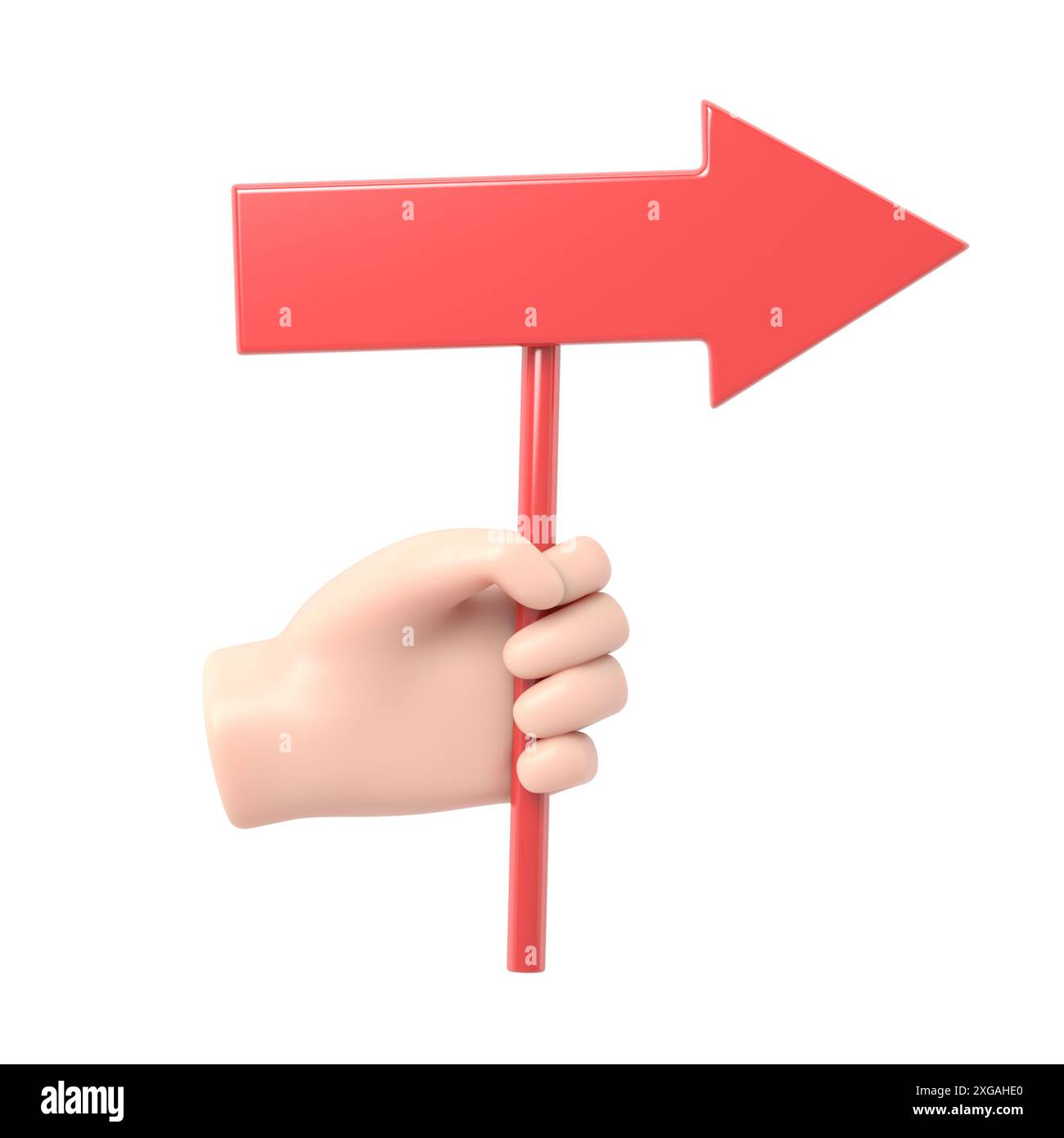 Maquette d'icône de geste de dessin animé. Flèche du pointeur dans un dessin animé. Disney Cartoon.3D rendu sur fond blanc. Banque D'Images