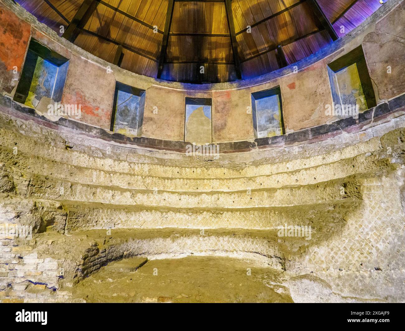 Auditorium di Mecenate salle semi-souterraine décorée de fresques, le seul vestige du complexe architectural appartenant à Maecenas - quartier Esquilino, Rome, Italie Banque D'Images