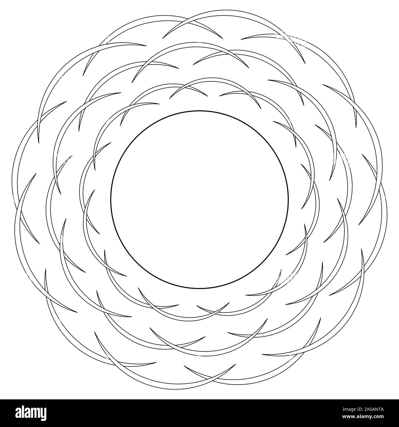 Une page de coloriage amusante ornée d'un motif soleil en forme d'arc. Parfait pour les activités estivales des enfants et les projets créatifs. Illustration de Vecteur