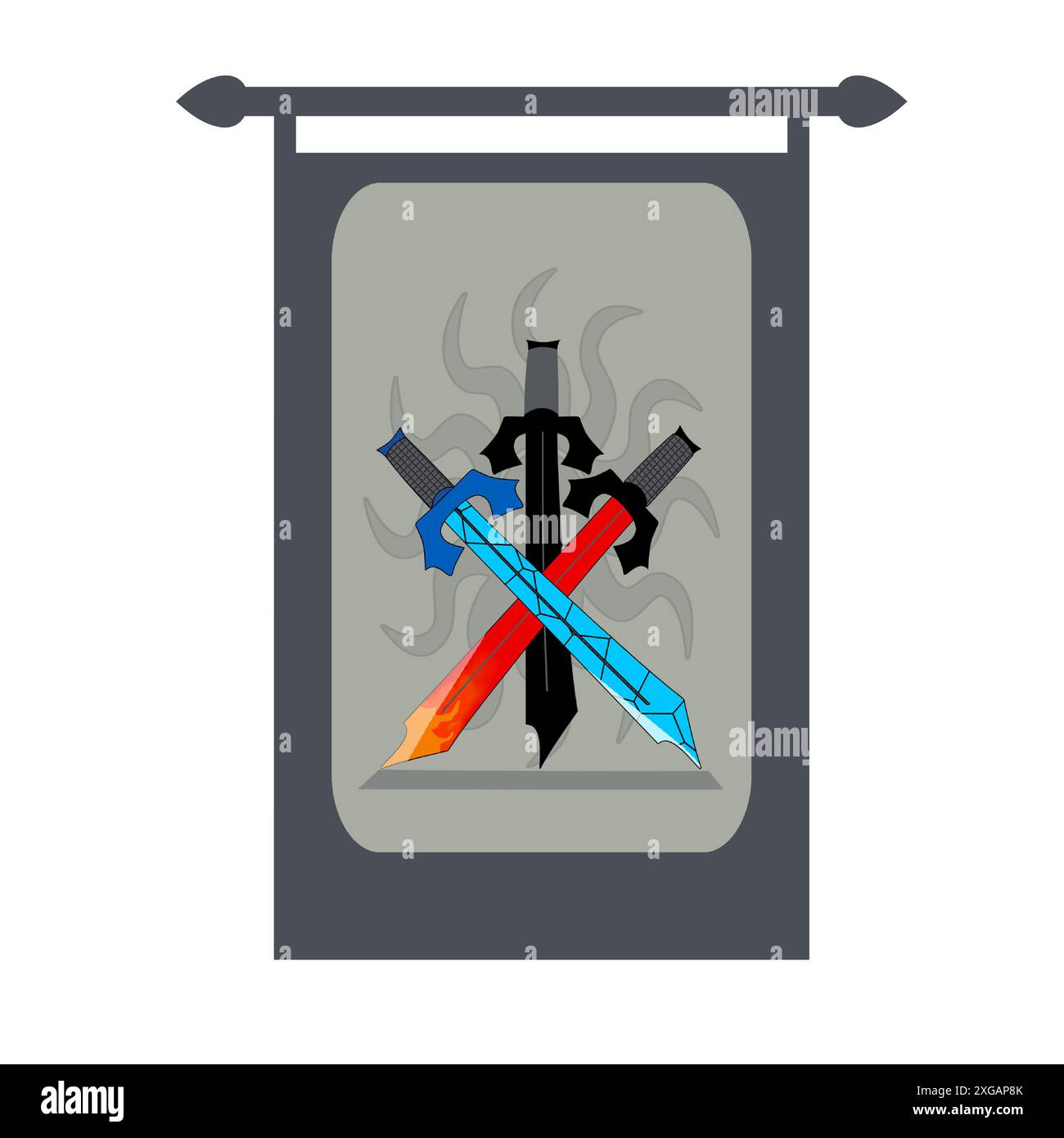 Illustration de cadre avec 3 modèles d'épée différents de chaque côté. Illustration de Vecteur