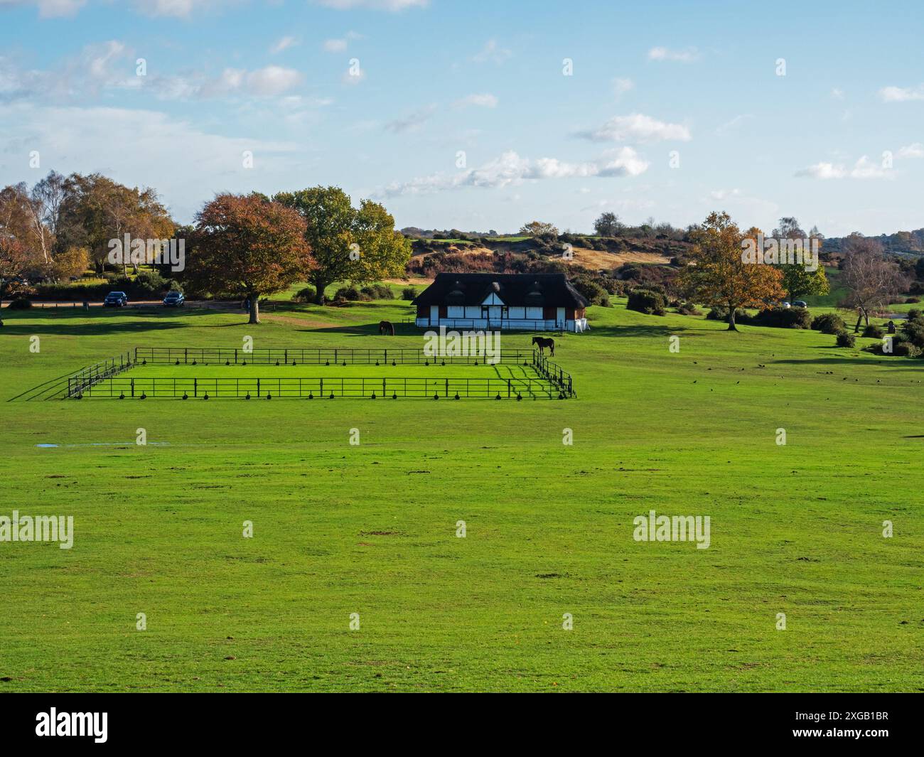 Village cricket green et club House de Bolton's Bench, Lyndhurst, New Forest National Park, Hampshire, Angleterre, Royaume-Uni, novembre 2022 Banque D'Images