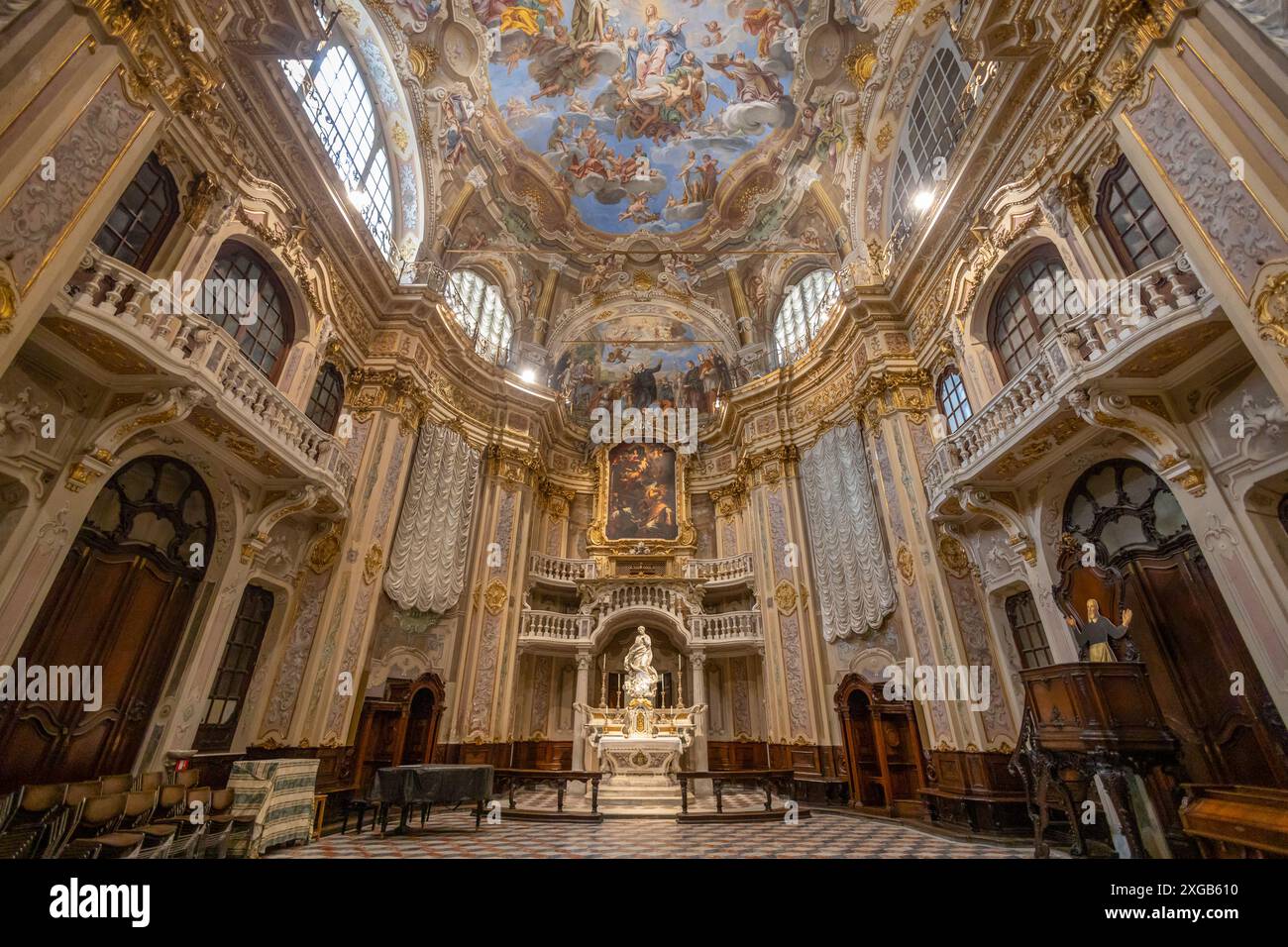 GÊNES, ITALIE, 14 OCTOBRE. 2023 - L'intérieur de l'Oratoire de préparation Philip (San Filippo) dans le centre historique de Gênes, Italie Banque D'Images