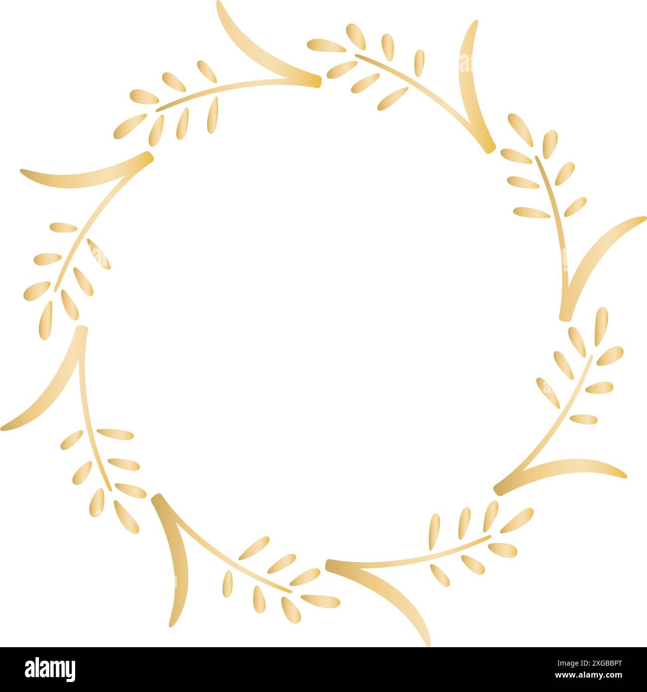 Modèle de couronne ronde en épillets dorés. Jante circulaire de blé avec espace de copie. Récolte de céréales, cadre circulaire d'oreilles mûres, graphiques vectoriels Illustration de Vecteur