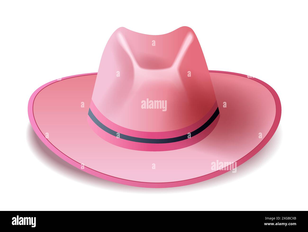 Chapeau de cowboy rose avec bande noire isolé sur fond blanc accessoire de mode occidental Illustration de Vecteur