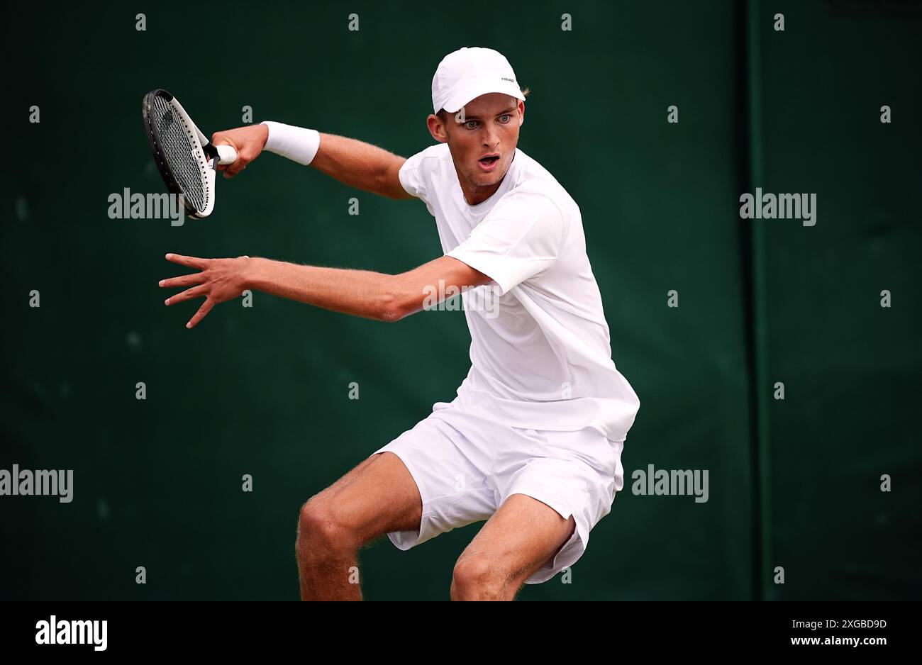 Henry Jefferson en action le huitième jour des championnats de Wimbledon 2024 au All England Lawn Tennis and Croquet Club, Londres. Date de la photo : lundi 8 juillet 2024. Banque D'Images