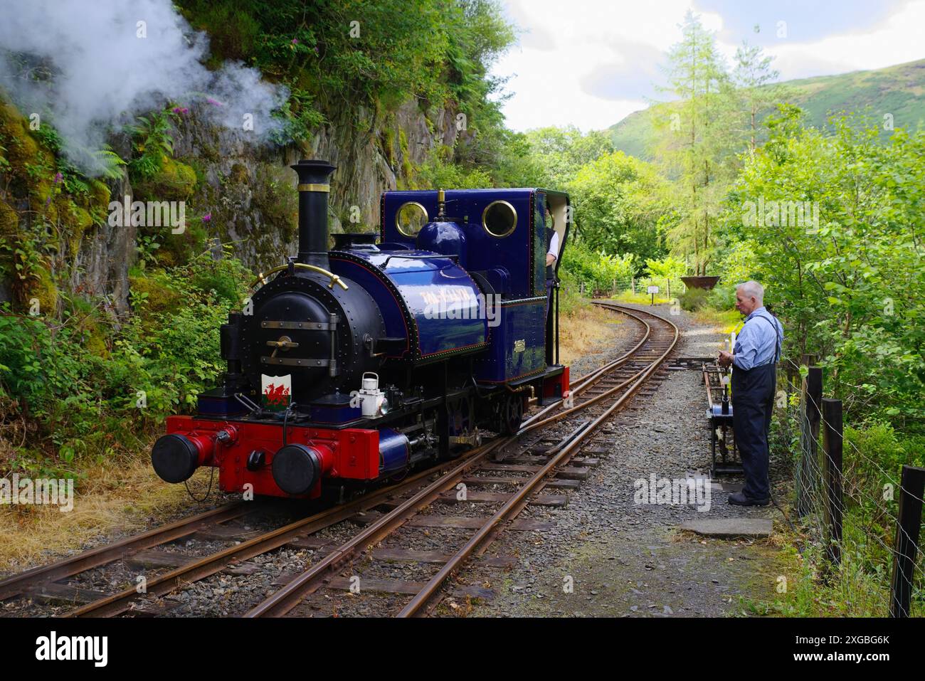 No 1, Tal y Llyn, voie étroite, vapeur, locomotive, . Nant Gwernol, Station, Banque D'Images