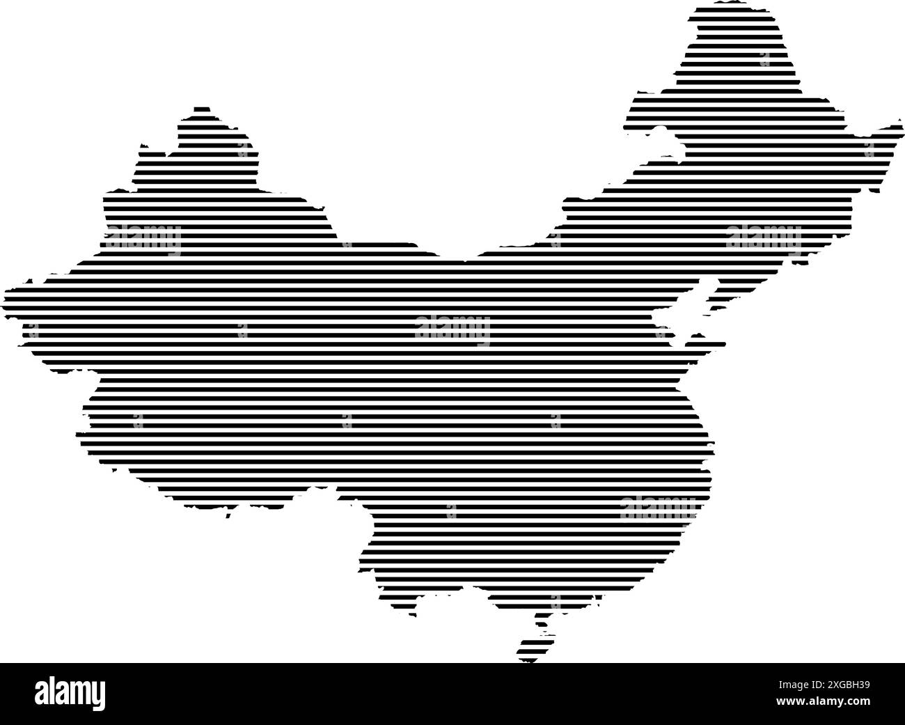 Carte de la Chine avec illustration vectorielle de motif ligné Illustration de Vecteur