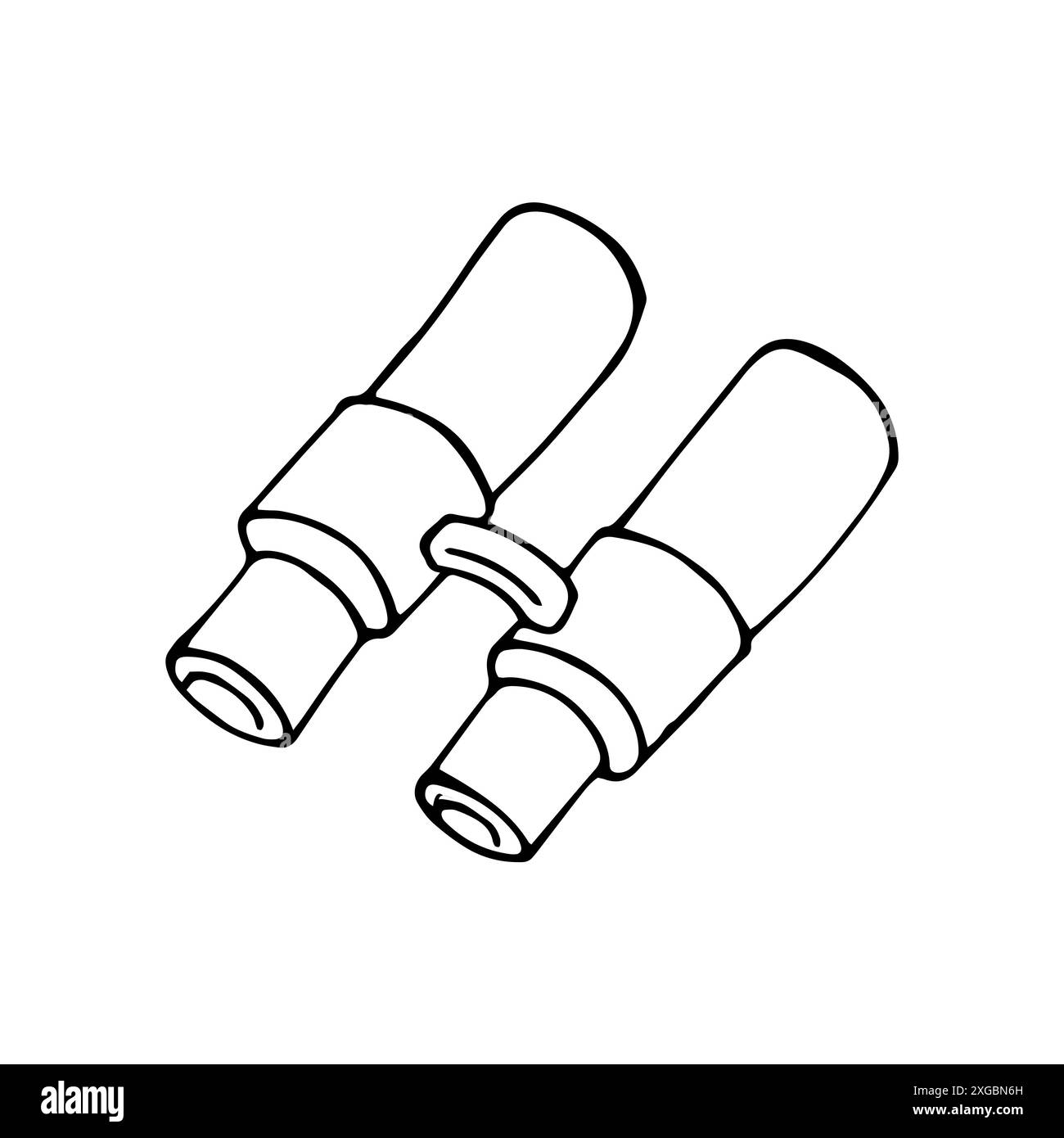 Jumelles dessinées à la main. Équipement optique et espion militaire, pour camping, voyage, recherche, montre, et le concept de zoom. Icône esquisser. Illustration de Vecteur