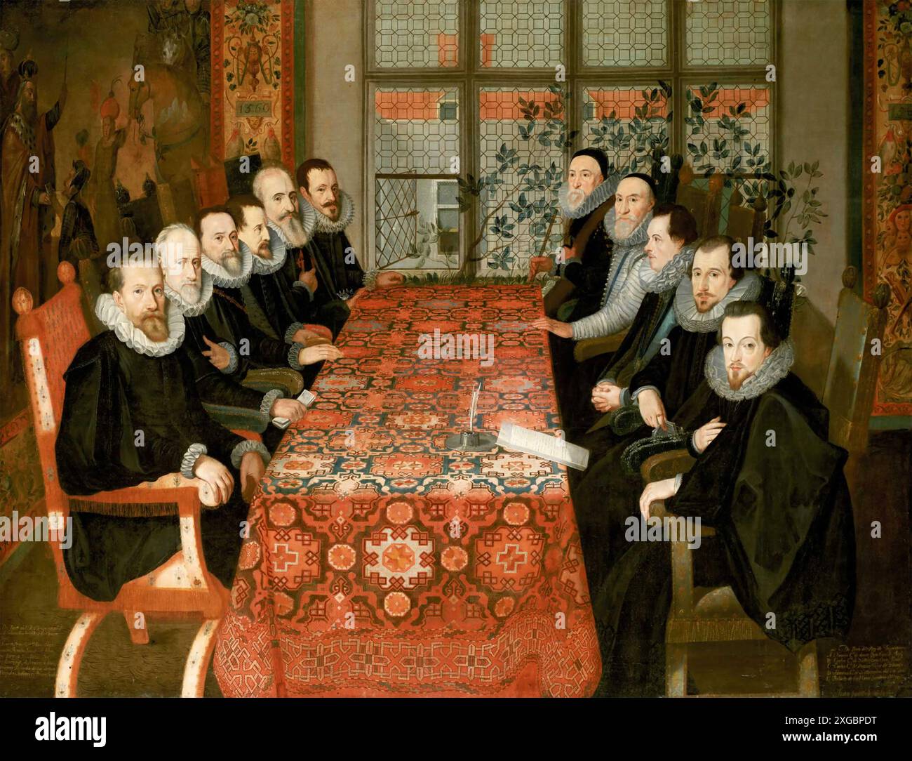 TRAITÉ DE LONDRES 28 (NS) août 1604 concluant la guerre anglo-espagnole. La délégation espagnole est à gauche, la délégation anglaise comprend William Cecil deuxième à partir de la droite. Banque D'Images