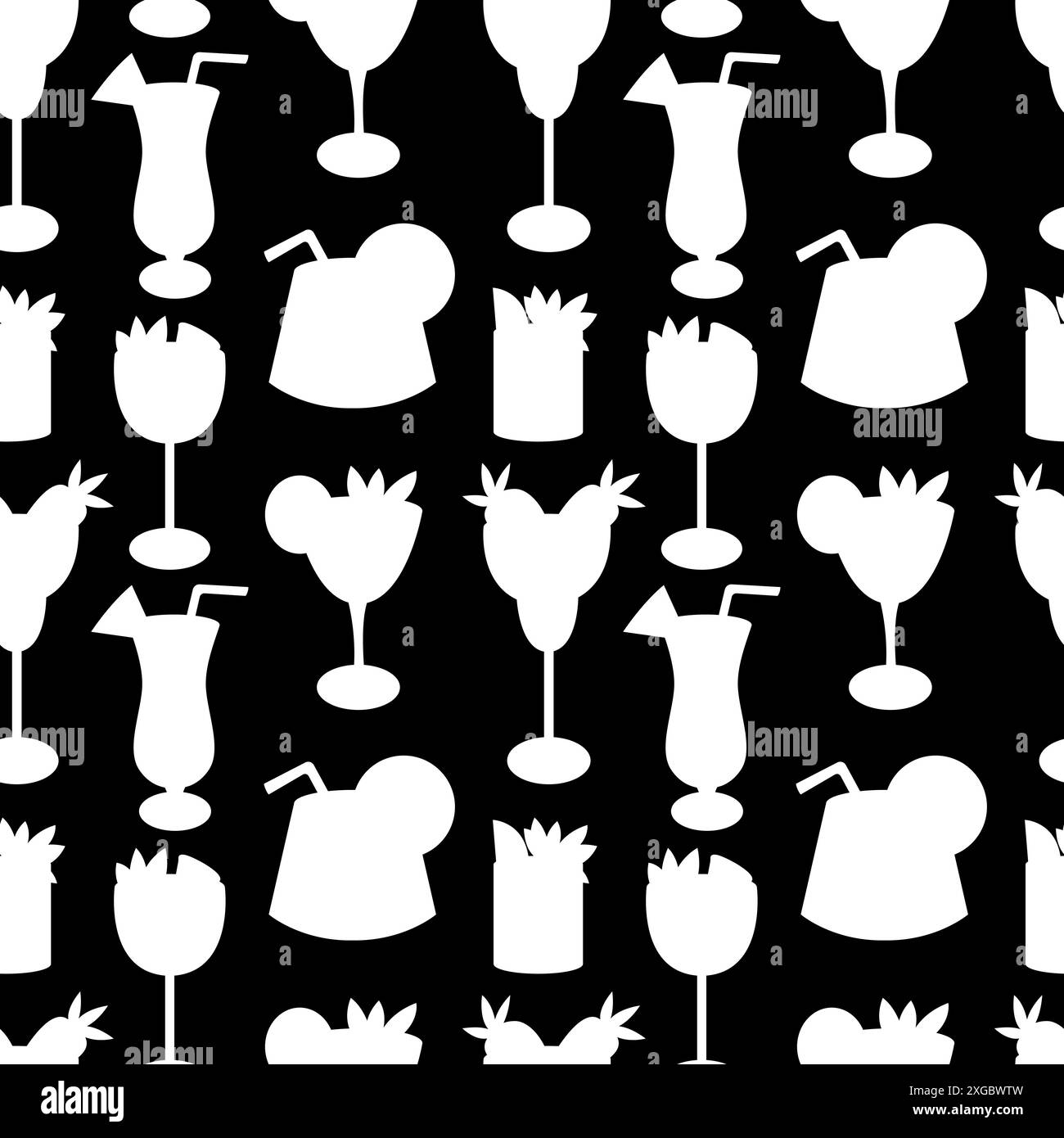 silhouettes de cocktails dans des verres Illustration de Vecteur