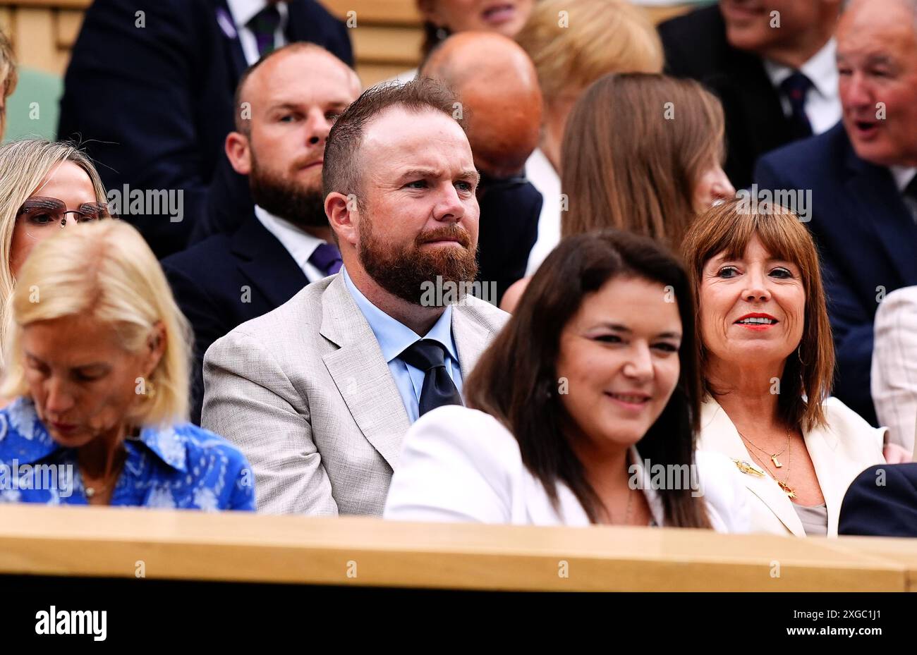 Shane Lowry dans la loge royale le huitième jour des Championnats de Wimbledon 2024 au All England Lawn Tennis and Croquet Club, Londres. Date de la photo : lundi 8 juillet 2024. Banque D'Images