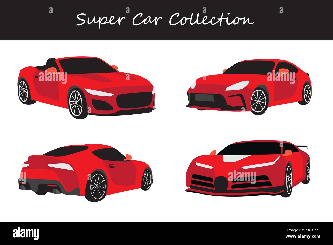 collection super car. super voiture dans différentes poses. Illustration vectorielle. Illustration de Vecteur