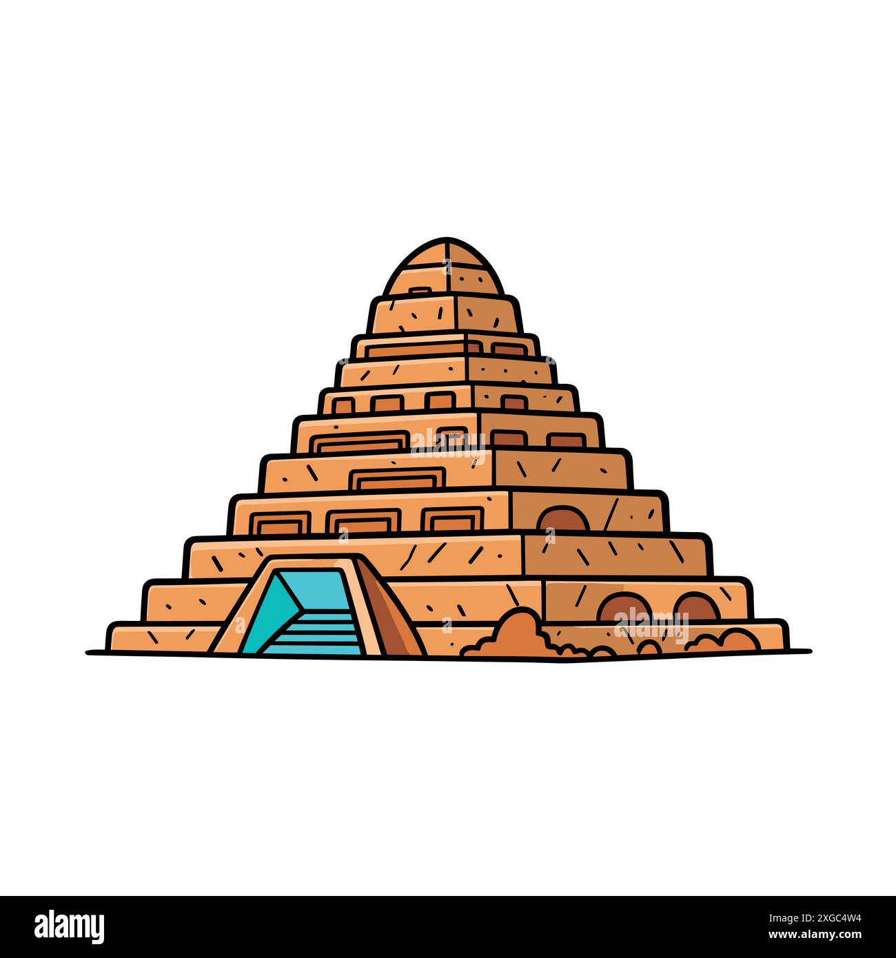 Illustration de dessin animé pyramidal avec entrée bleue et marches Illustration de Vecteur