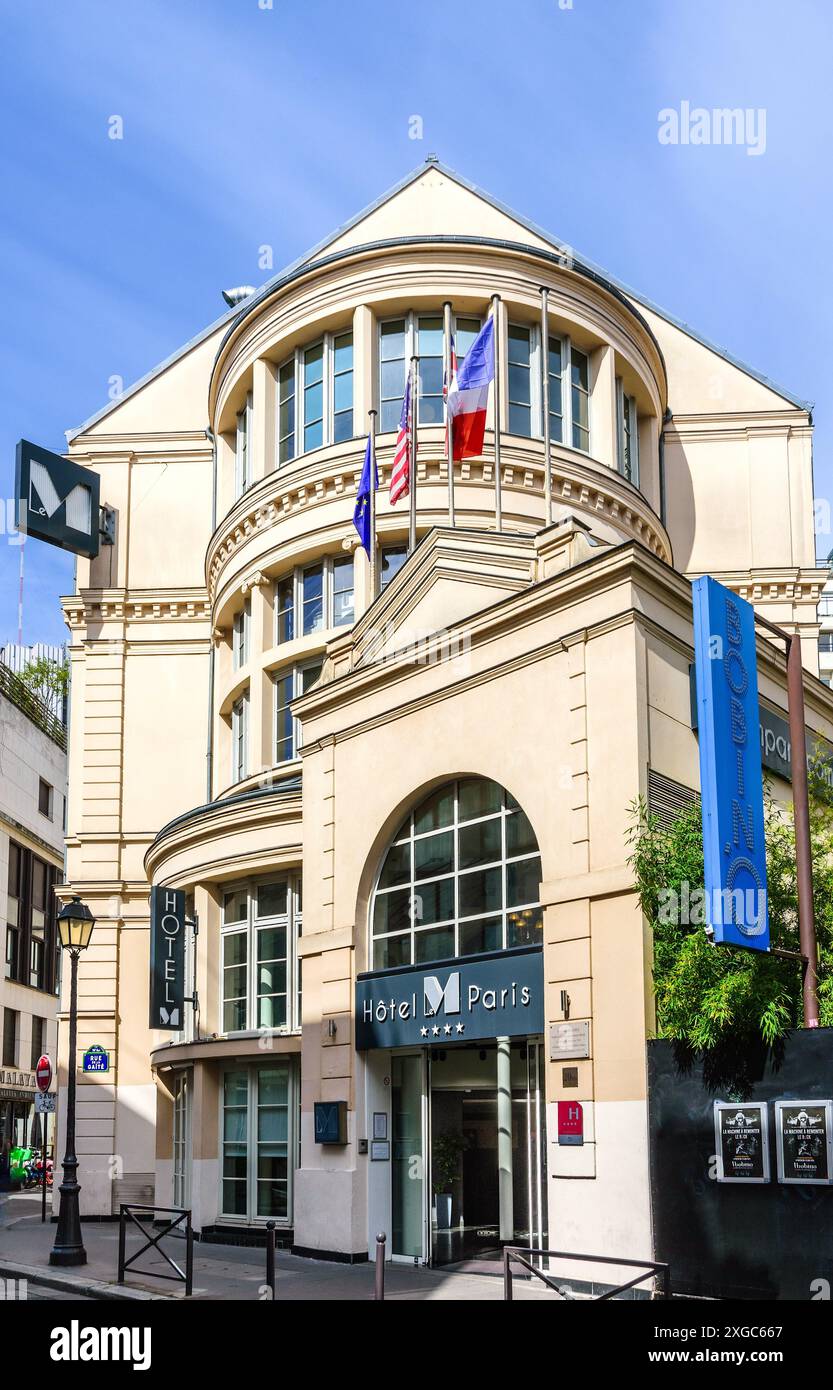 Boutique de luxe 4 étoiles 'Hotel le m', Rue de la Gaite, Montparnasse, Paris 75014, France. Banque D'Images
