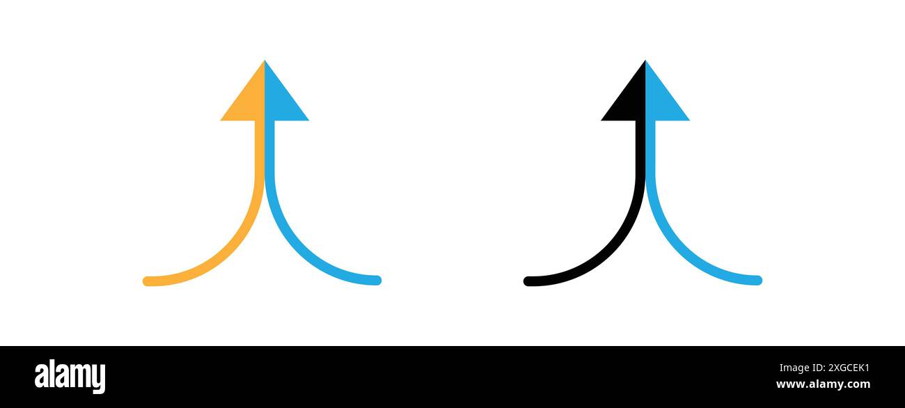 Deux flèches fusionnant dans une collection de logos vectoriels d'icônes pour l'interface utilisateur de l'application Web Illustration de Vecteur