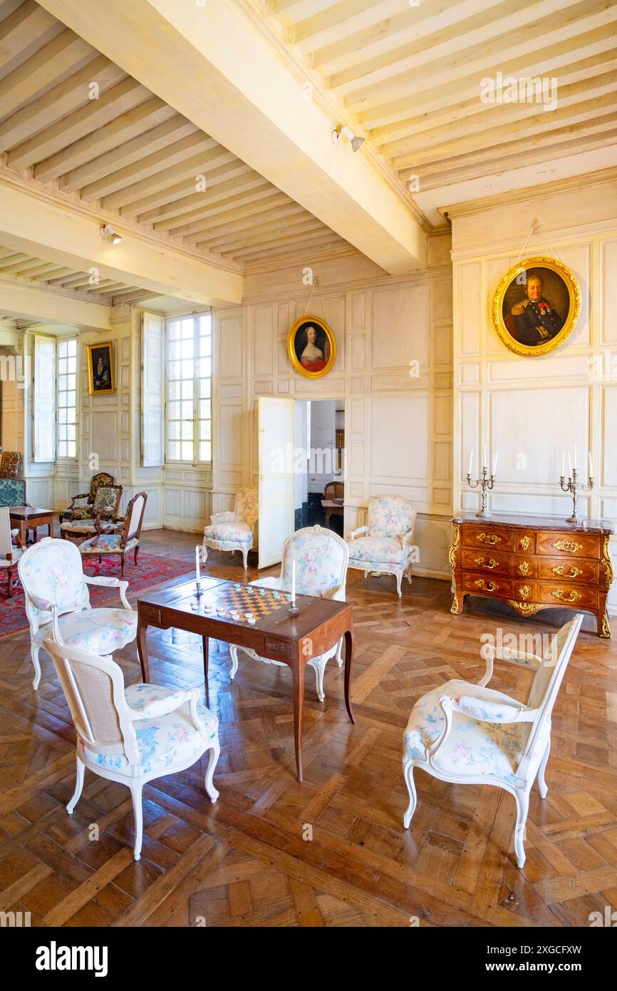 France, Orne, Parc naturel régional Normandie du Maine, château de Carrouges, Grand salon Banque D'Images