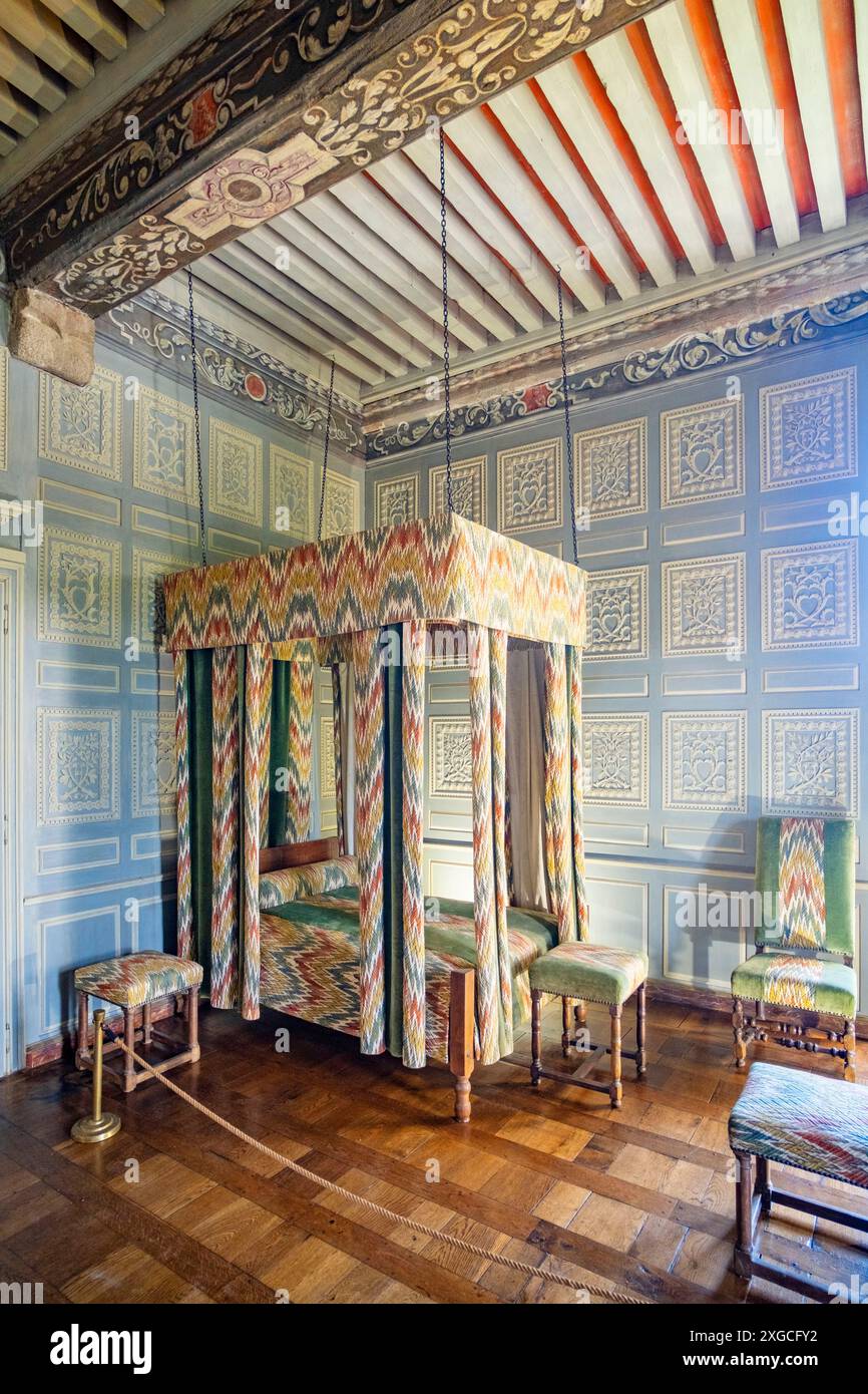 France, Orne, Parc naturel régional Normandie Maine, château de Carrouges, chambre Louis XI Banque D'Images