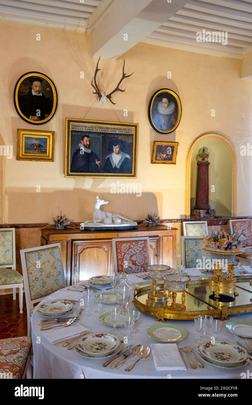 France, Orne, Parc naturel régional Normandie Maine, château de Carrouges, la salle à manger Banque D'Images